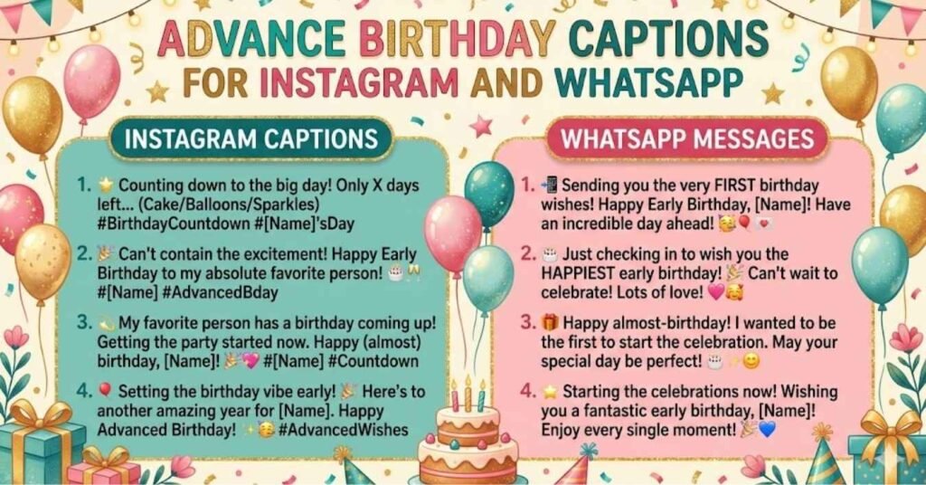 Advance Birthday Captions for Instagram and WhatsApp