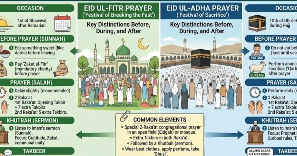 Difference Between Eid Ul Adha and Eid Ul Fitr Prayer