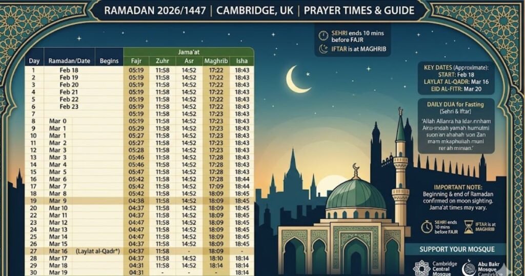 Ramadan Prayer Times Cambridge